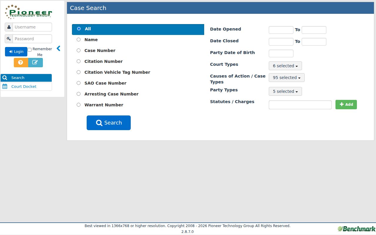 Columbiana County civil docket County Municipal Benchmark search