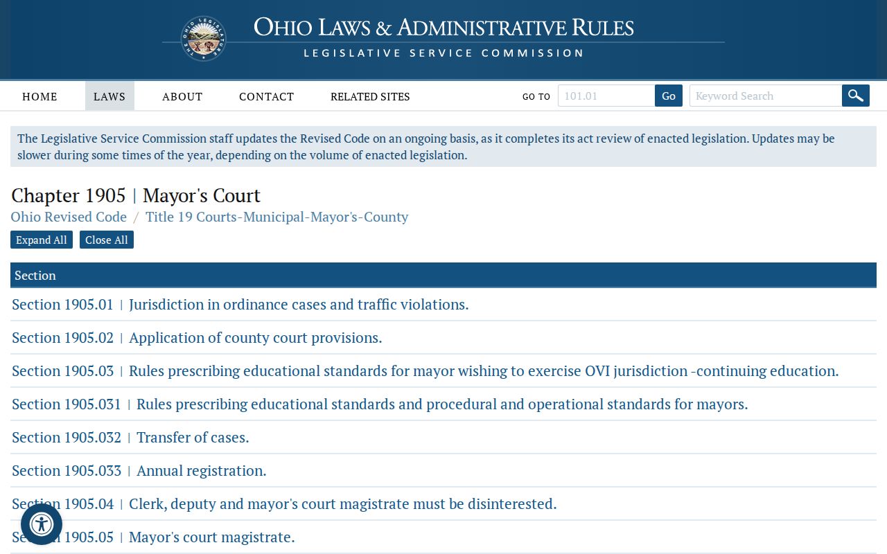Columbiana County civil docket Ohio mayor's court court-routing rule