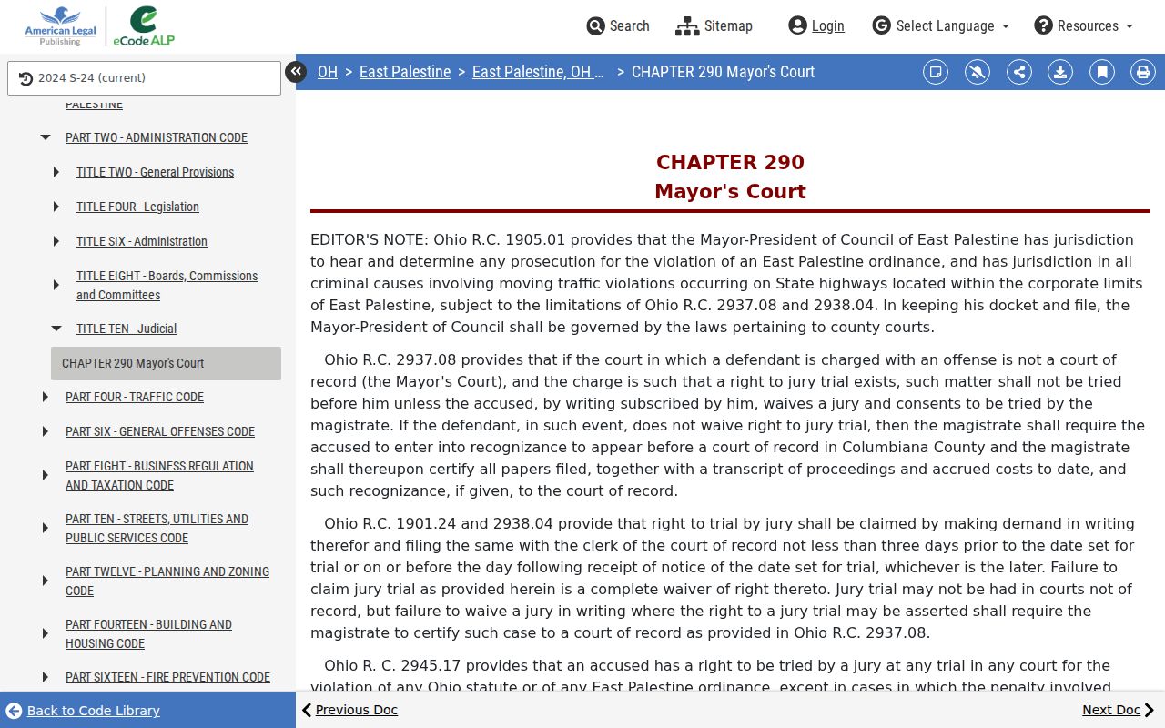 East Palestine court docket jurisdiction under the Mayor’s Court ordinance