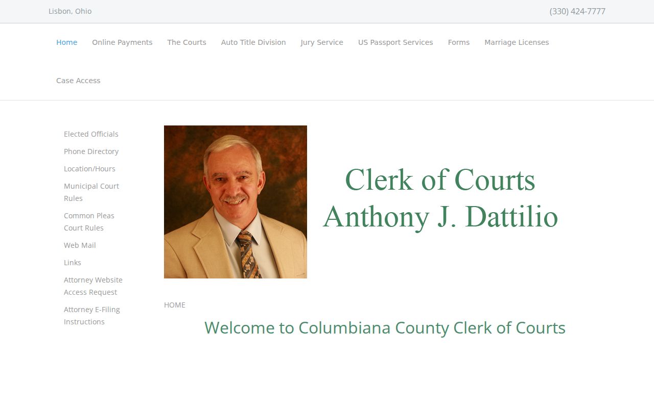 Columbiana County court docket Clerk of Courts access page