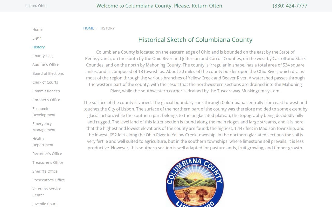 Columbiana County court docket county history and court records