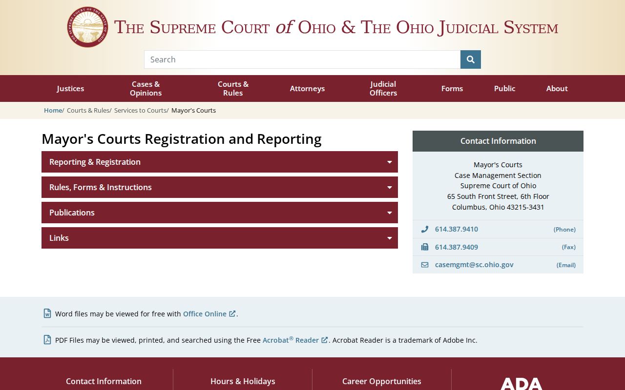 Ohio Supreme Court Mayor’s Court reporting page used for historical Wellsville reporting context